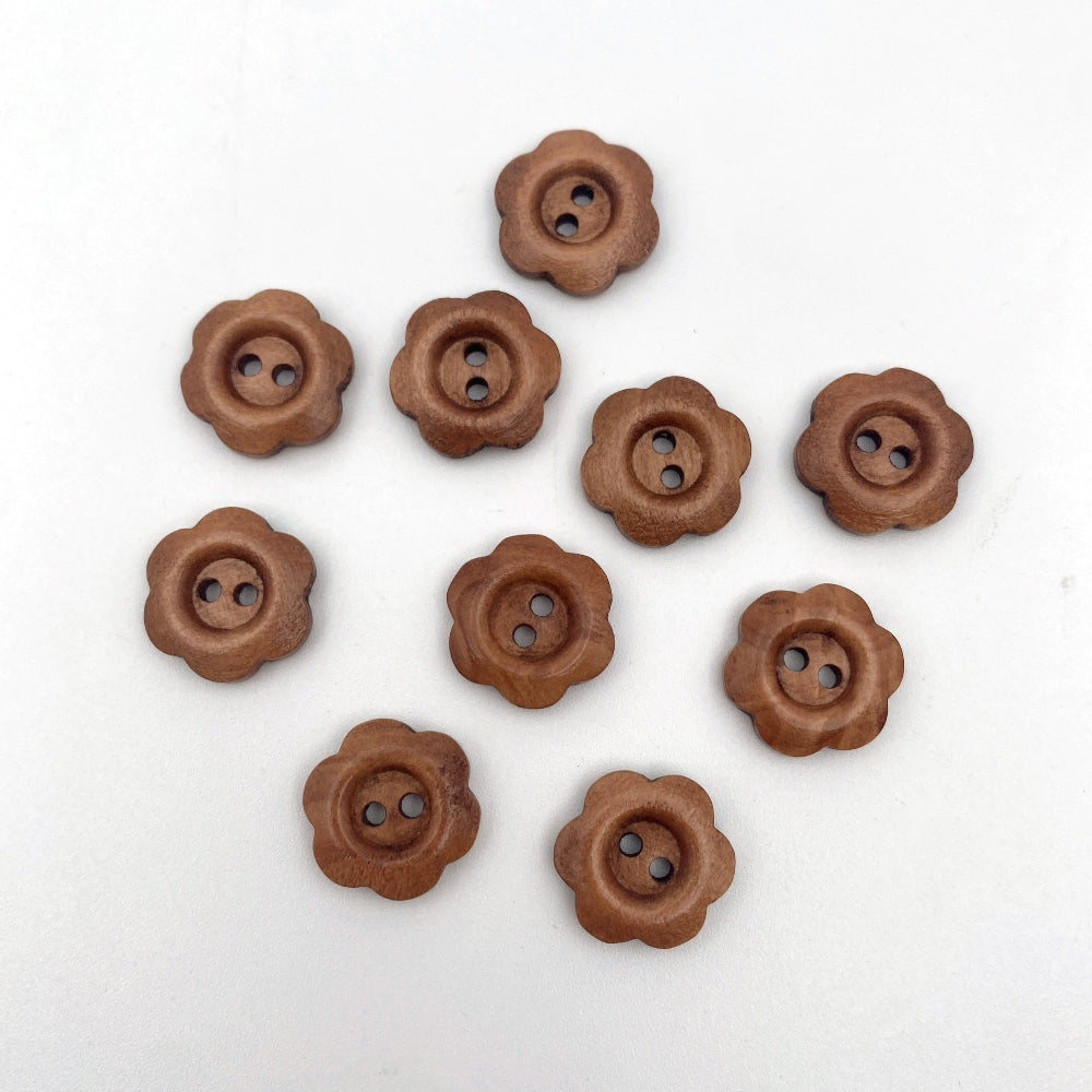 (K308) Træ Blomst Brun - 15 mm