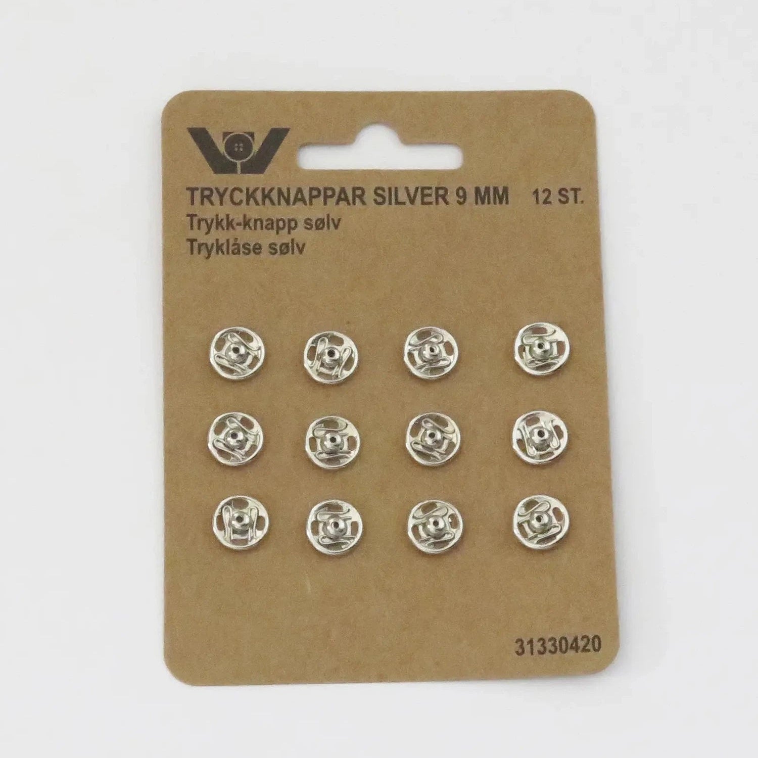 Trykknapper - 9 mm - 12 stk