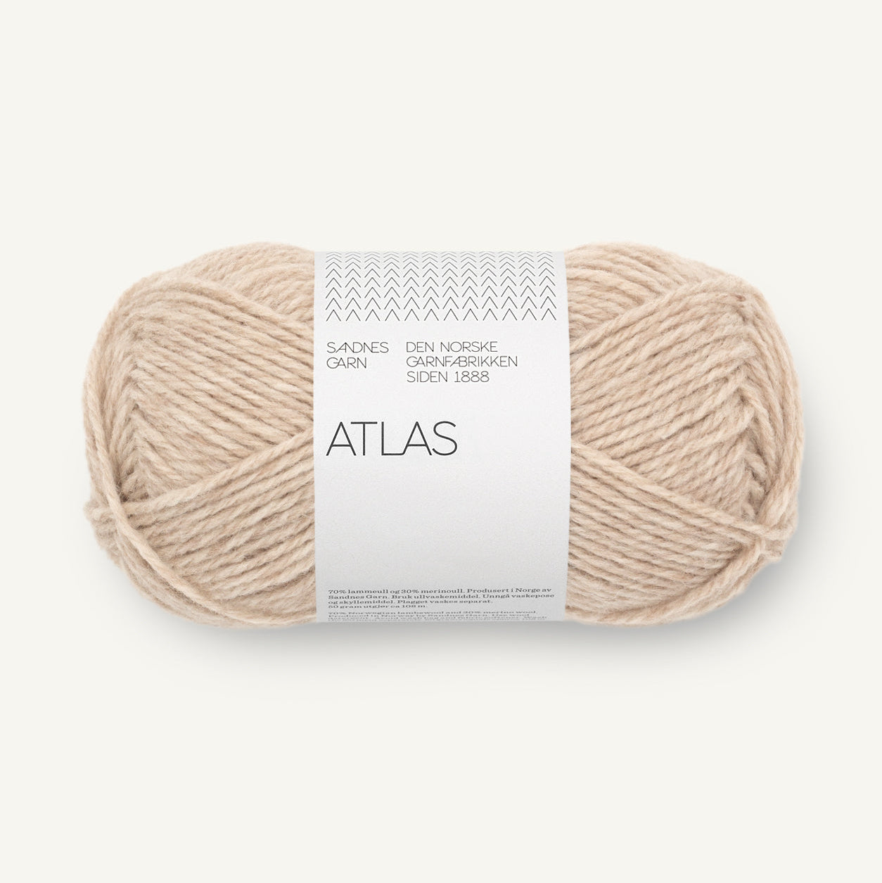 Atlas Sandnes 'Lys beige melert' lammeuld og merino. Nyt garn fra sandens