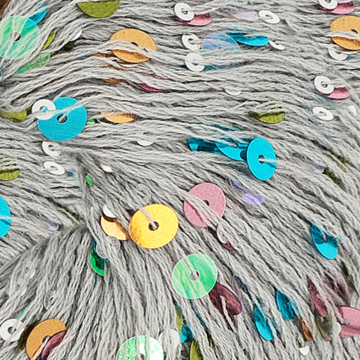 Sandnes Paljett, pailletgarn, grå med farvede pailletter  Nyt garn fra Sandnes