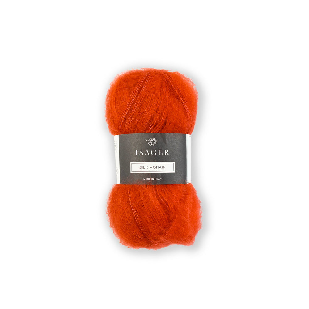 Silk Mohair fra Isager garn i farve 65 orangerød